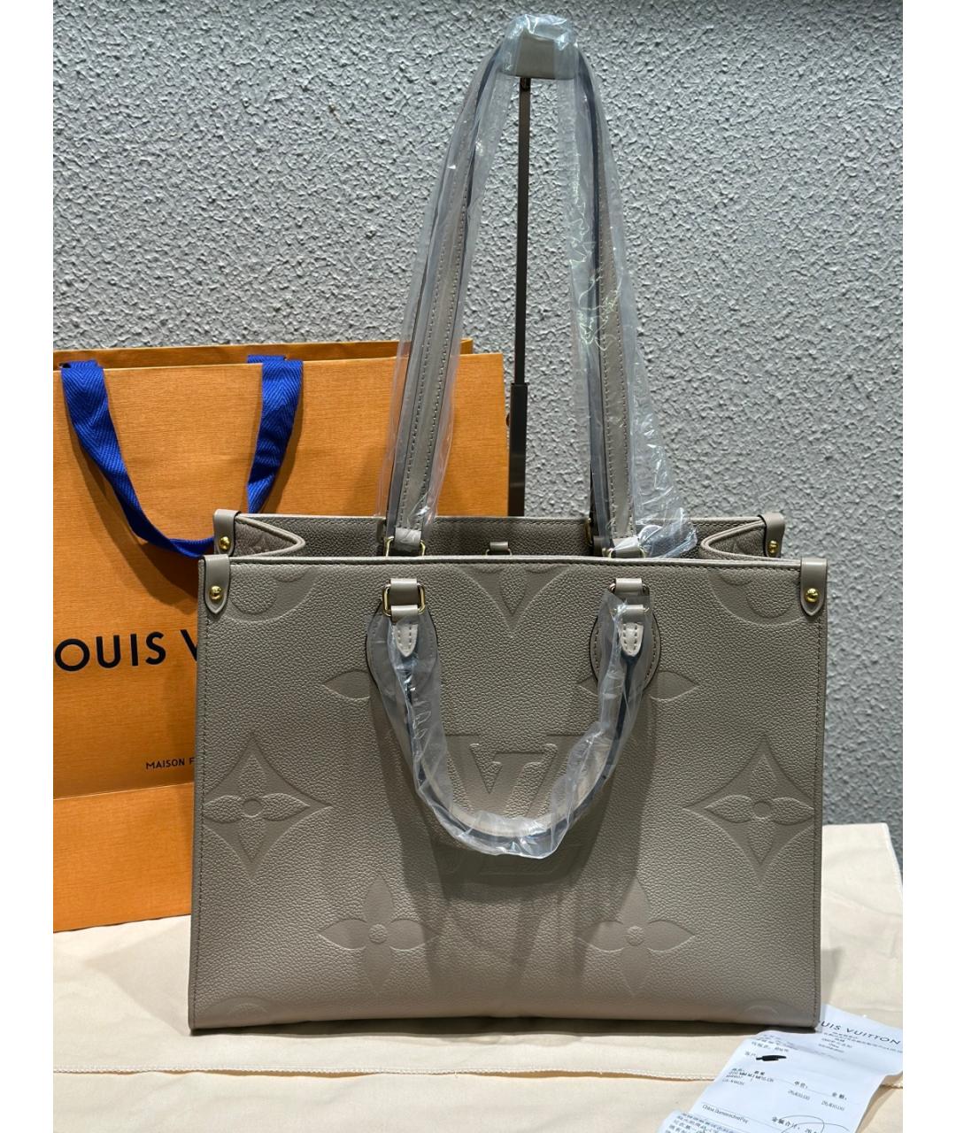 LOUIS VUITTON Серая кожаная сумка с короткими ручками, фото 10