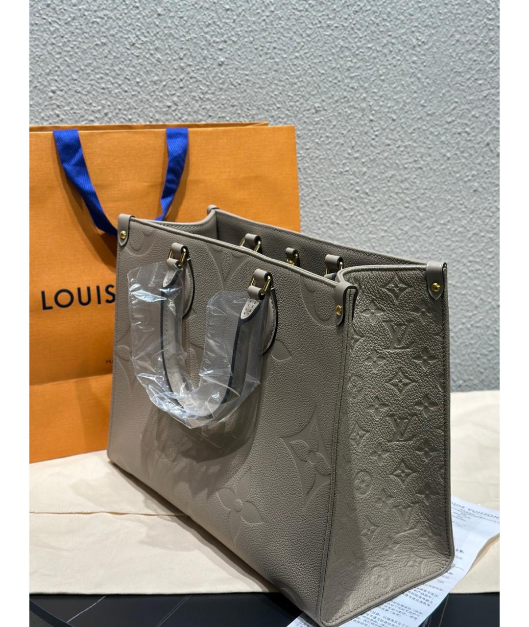 LOUIS VUITTON Серая кожаная сумка с короткими ручками, фото 4