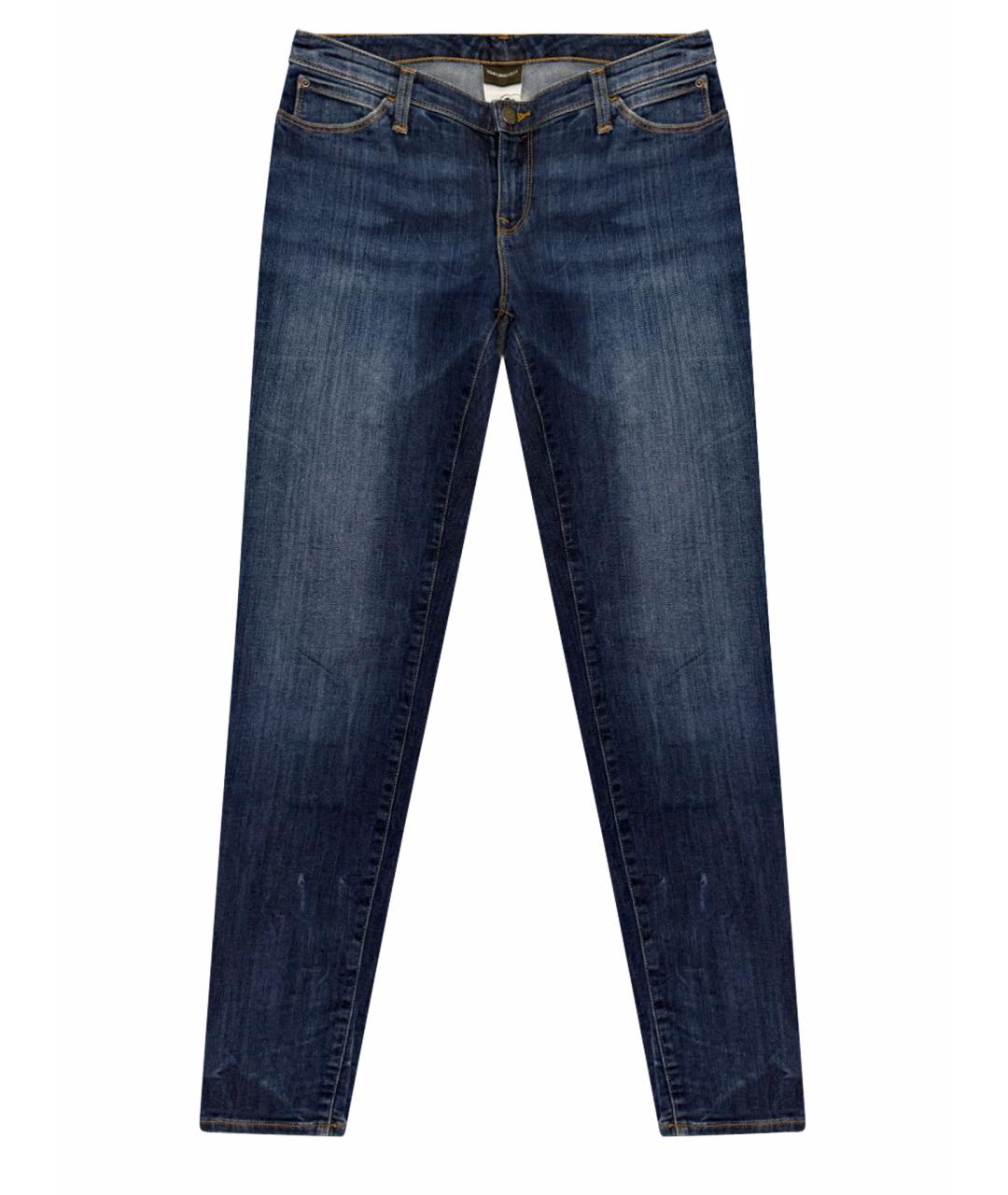 EMPORIO ARMANI Темно-синие хлопко-эластановые джинсы слим, фото 1