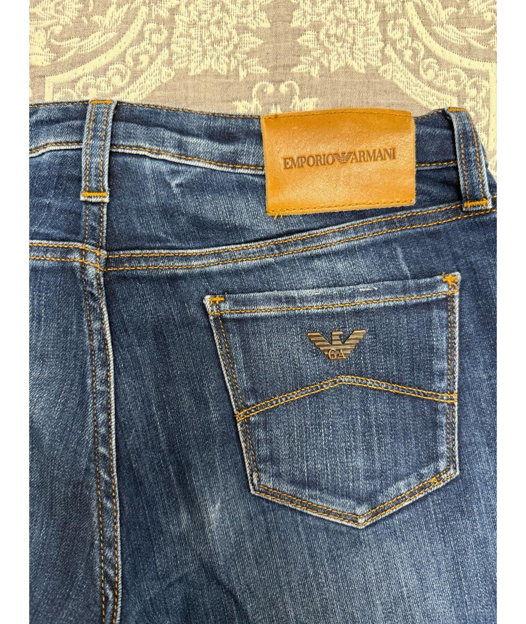 EMPORIO ARMANI Темно-синие хлопко-эластановые джинсы слим, фото 7