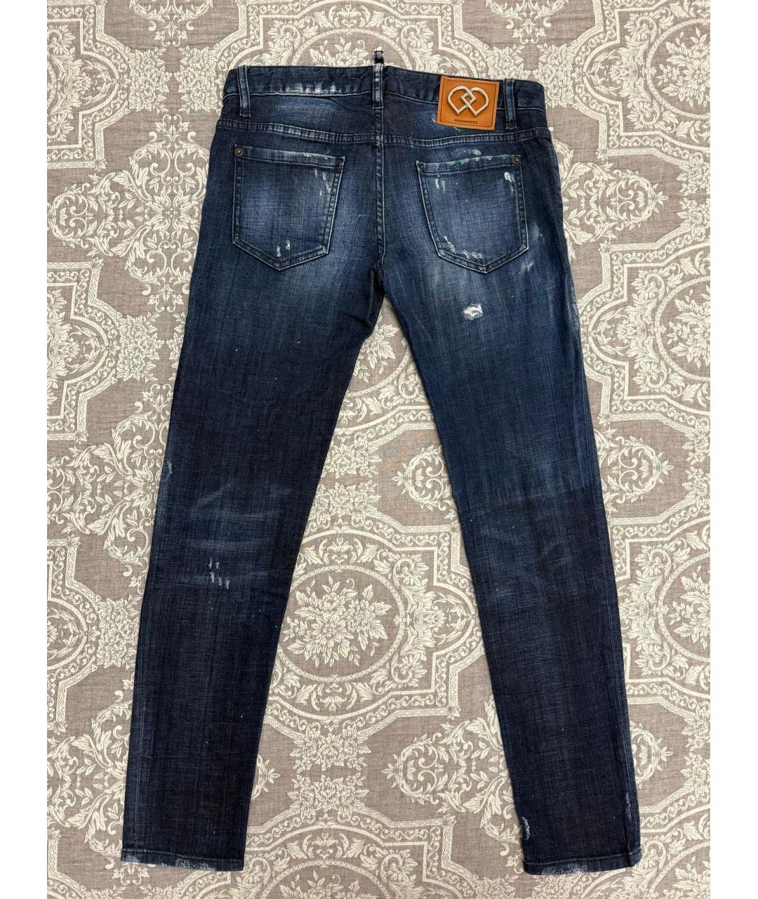 DSQUARED2 Темно-синие хлопковые прямые джинсы, фото 2