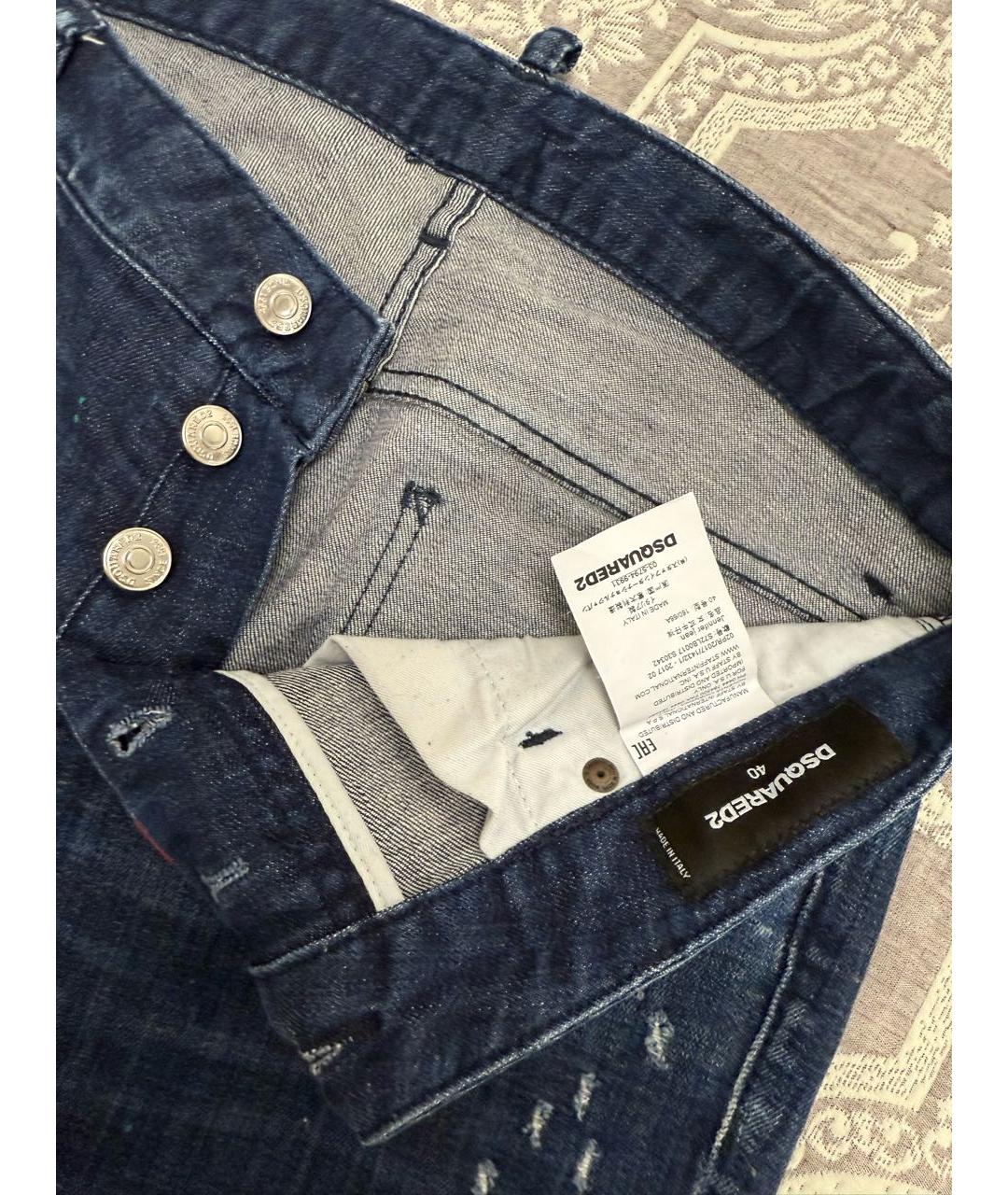 DSQUARED2 Темно-синие хлопковые прямые джинсы, фото 3