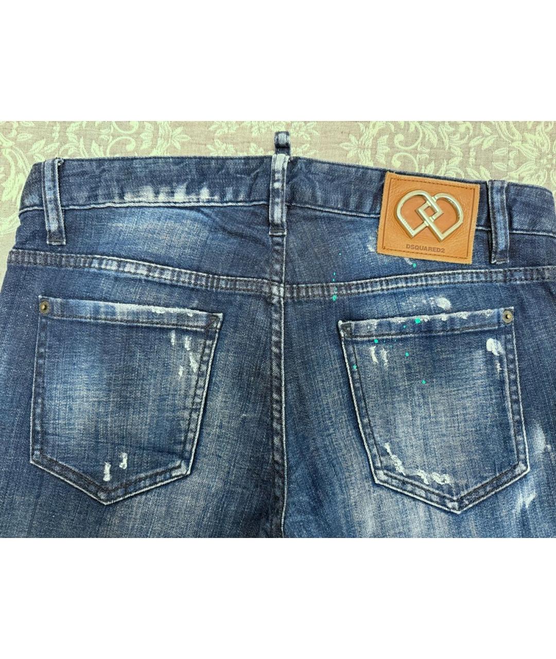DSQUARED2 Темно-синие хлопковые прямые джинсы, фото 5