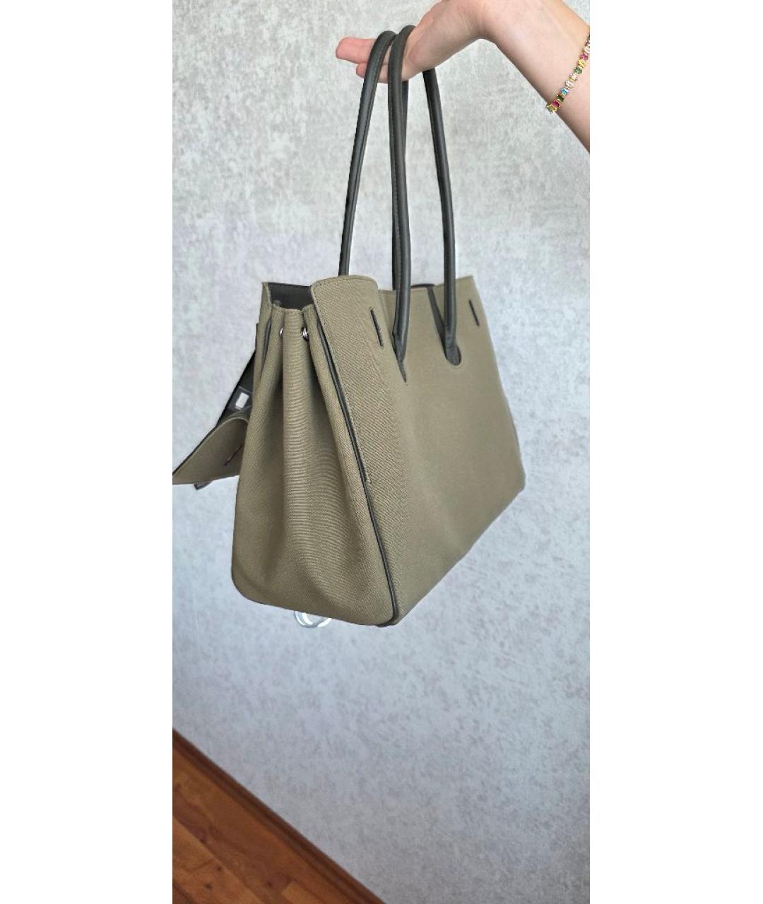 BALENCIAGA Хаки деним сумка с короткими ручками, фото 6
