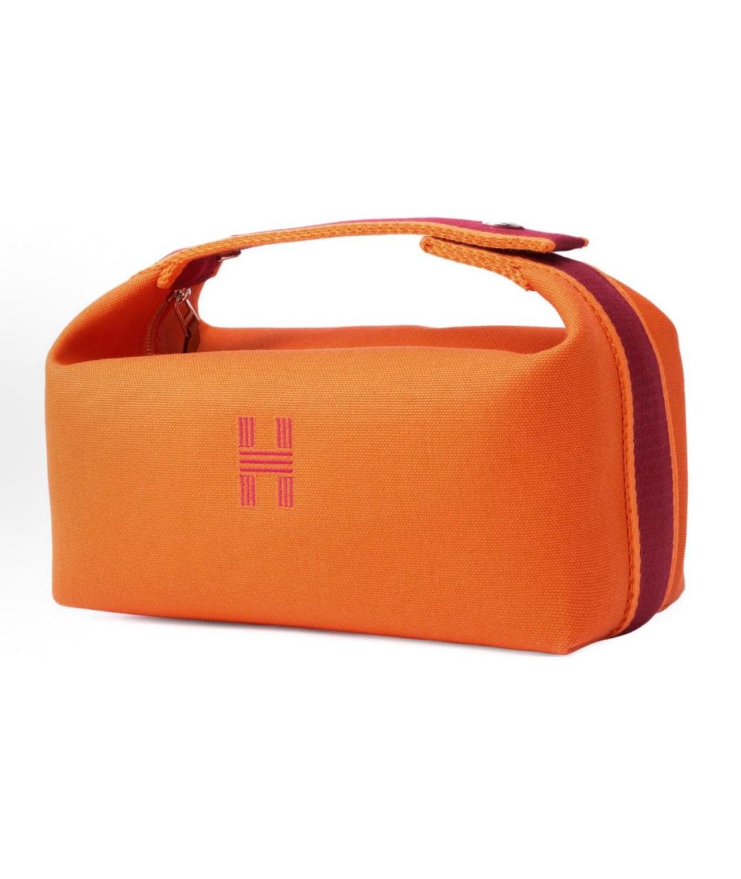HERMES Оранжевая хлопковая косметичка, фото 2