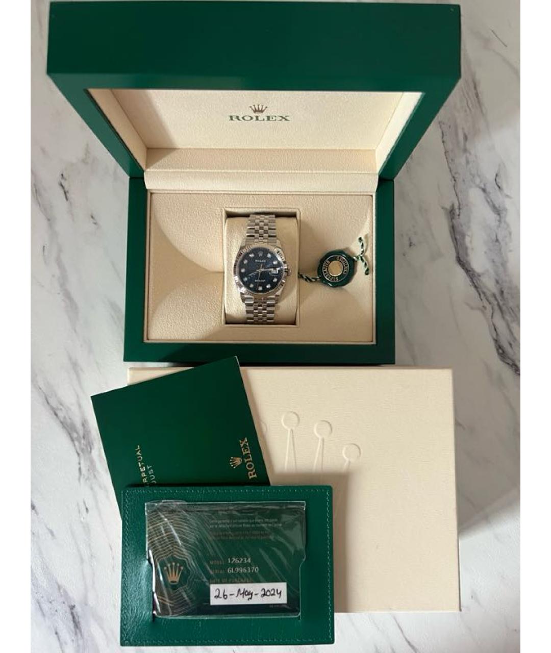 ROLEX Синие часы из белого золота, фото 7