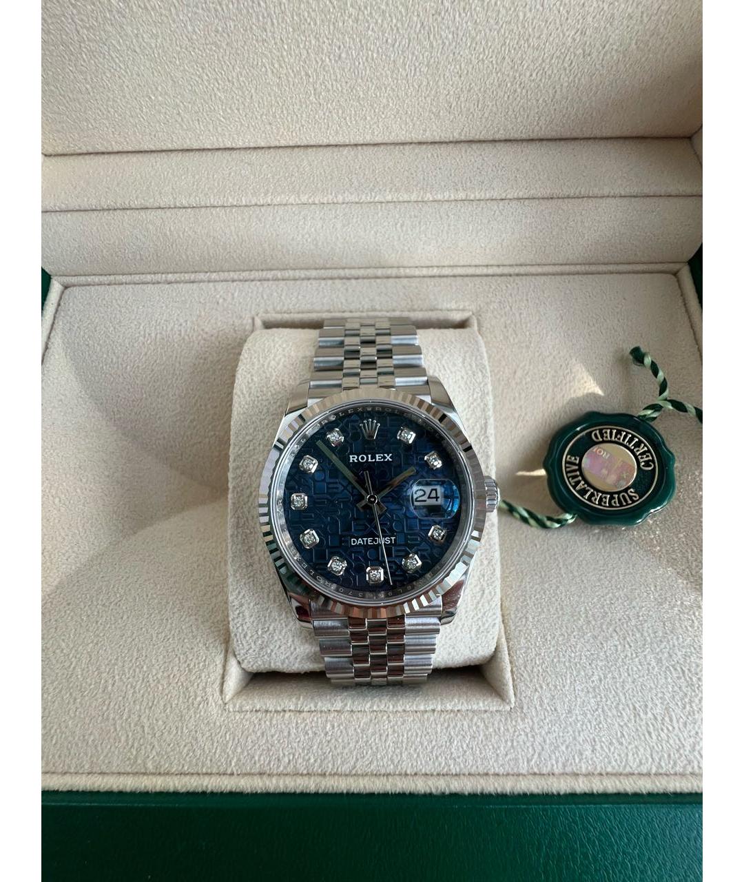 ROLEX Синие часы из белого золота, фото 2