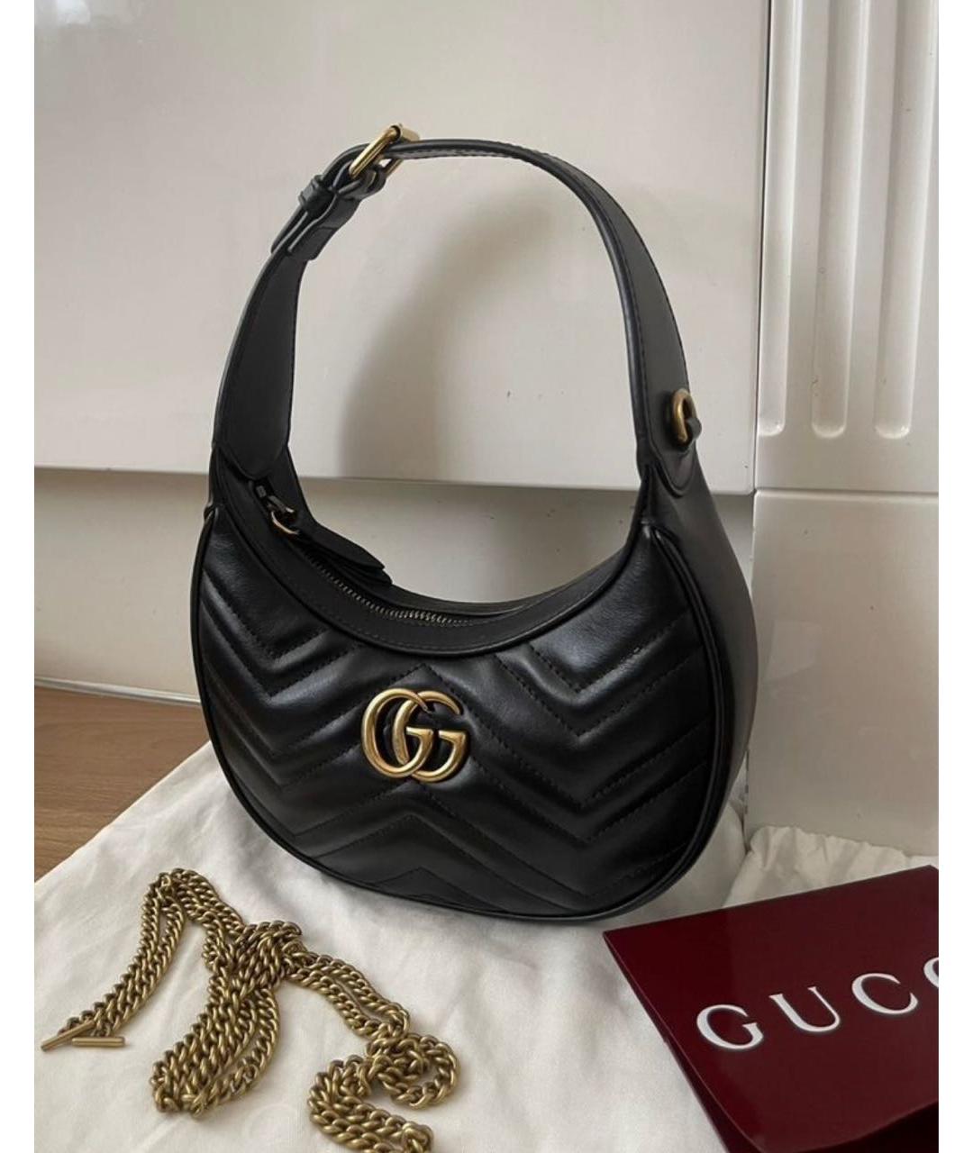 GUCCI Черная кожаная сумка с короткими ручками, фото 5