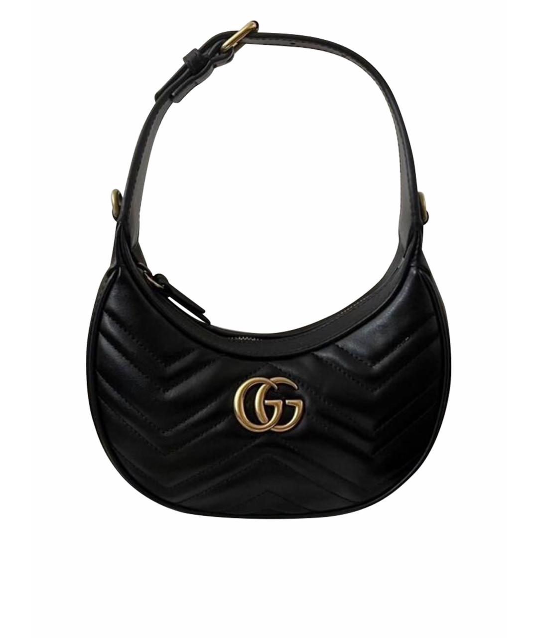 GUCCI Черная кожаная сумка с короткими ручками, фото 1