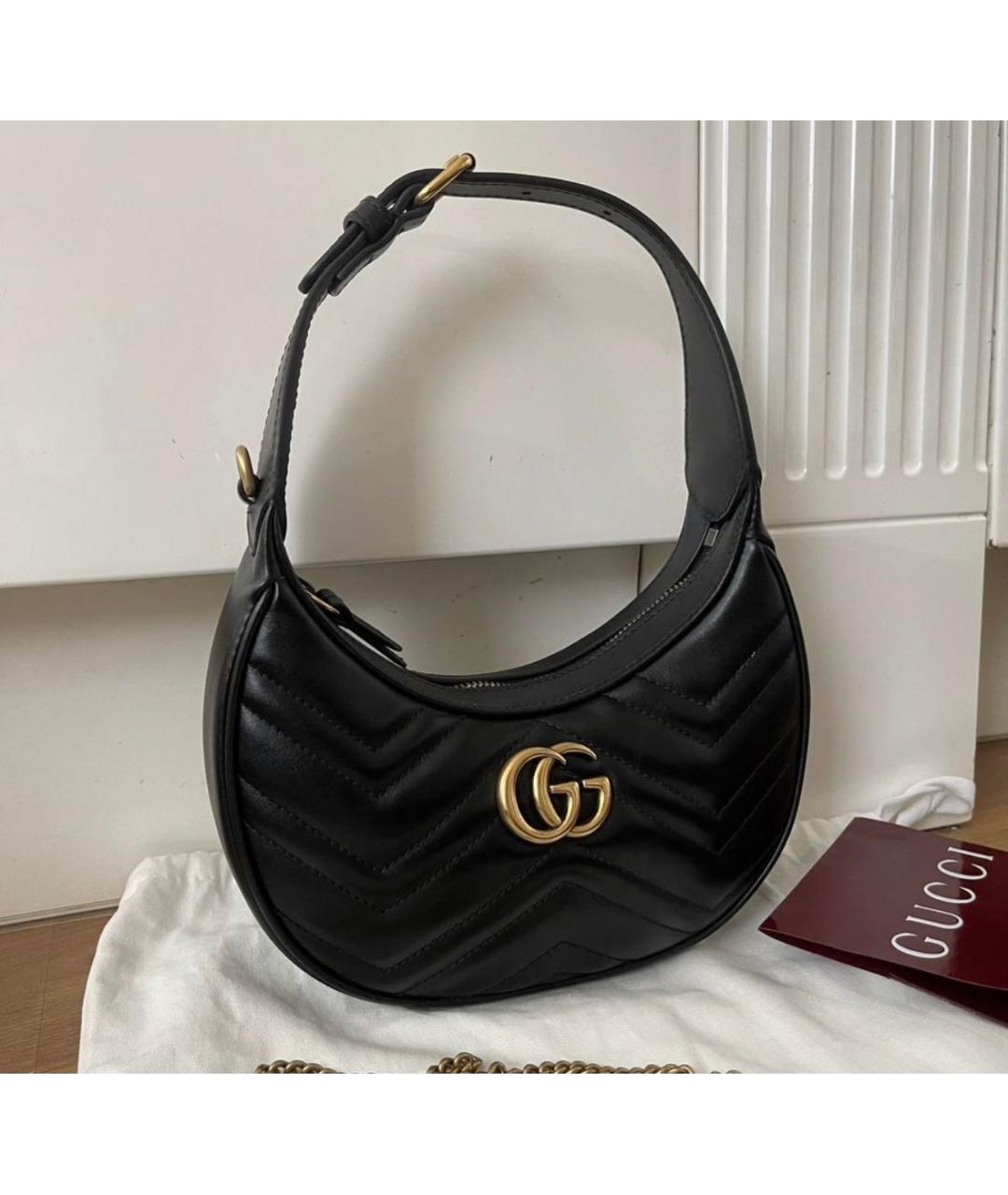 GUCCI Черная кожаная сумка с короткими ручками, фото 2