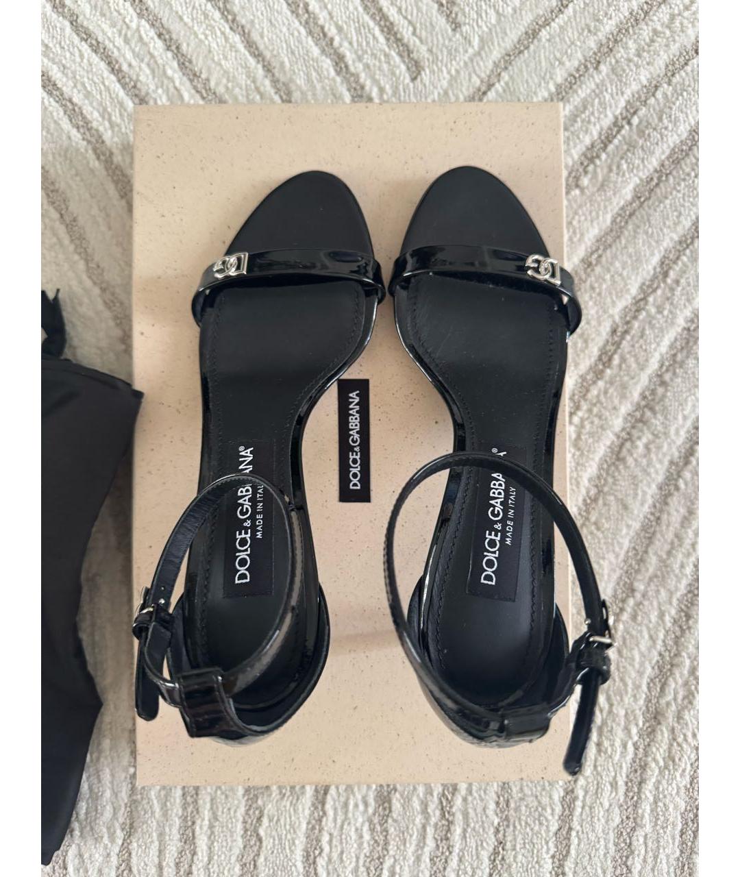 DOLCE&GABBANA Черные кожаные босоножки, фото 3