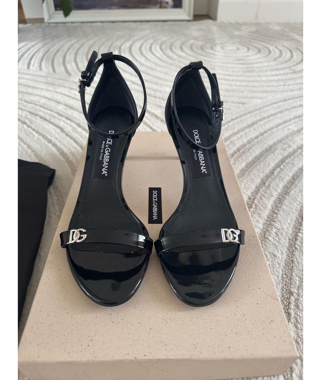DOLCE&GABBANA Черные кожаные босоножки, фото 2
