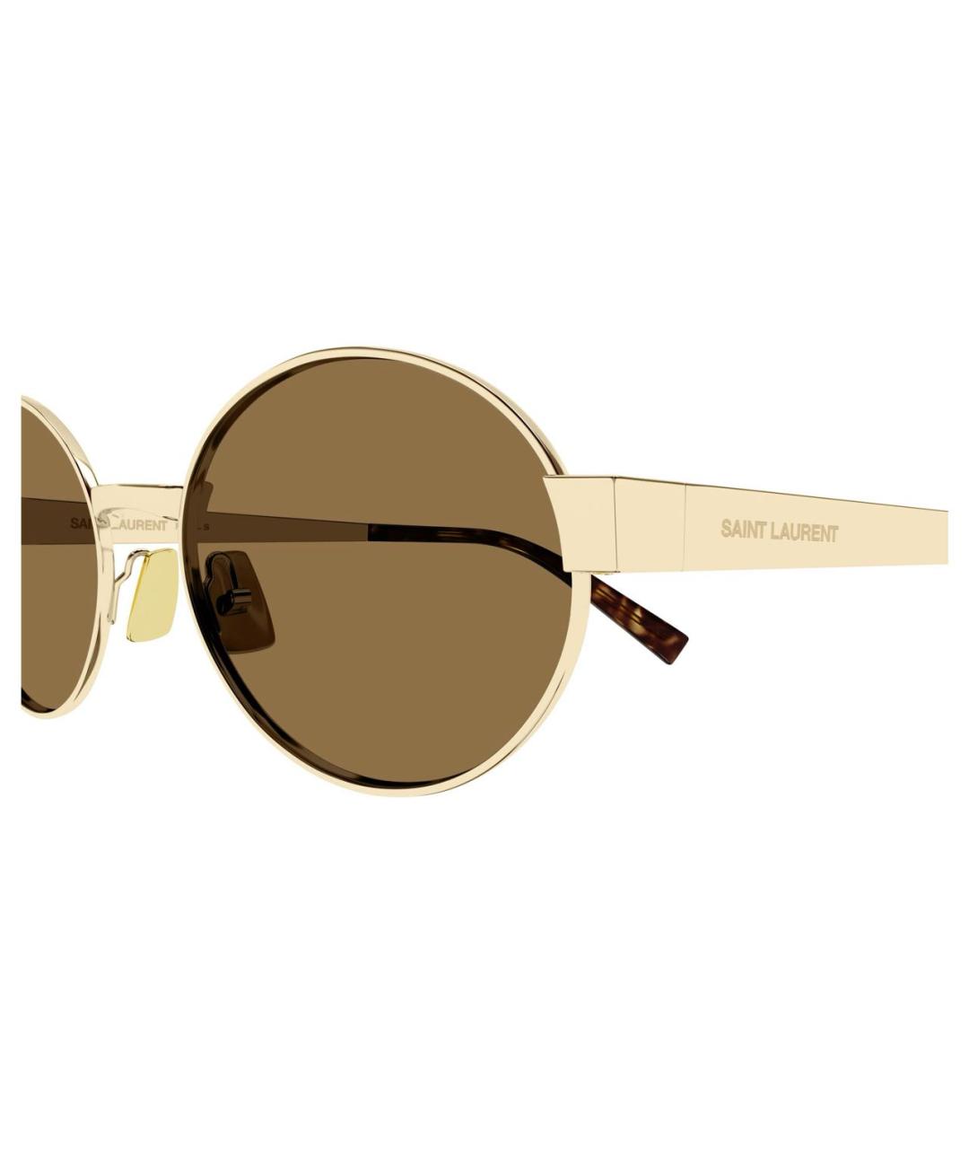 SAINT LAURENT Золотые металлические солнцезащитные очки, фото 3