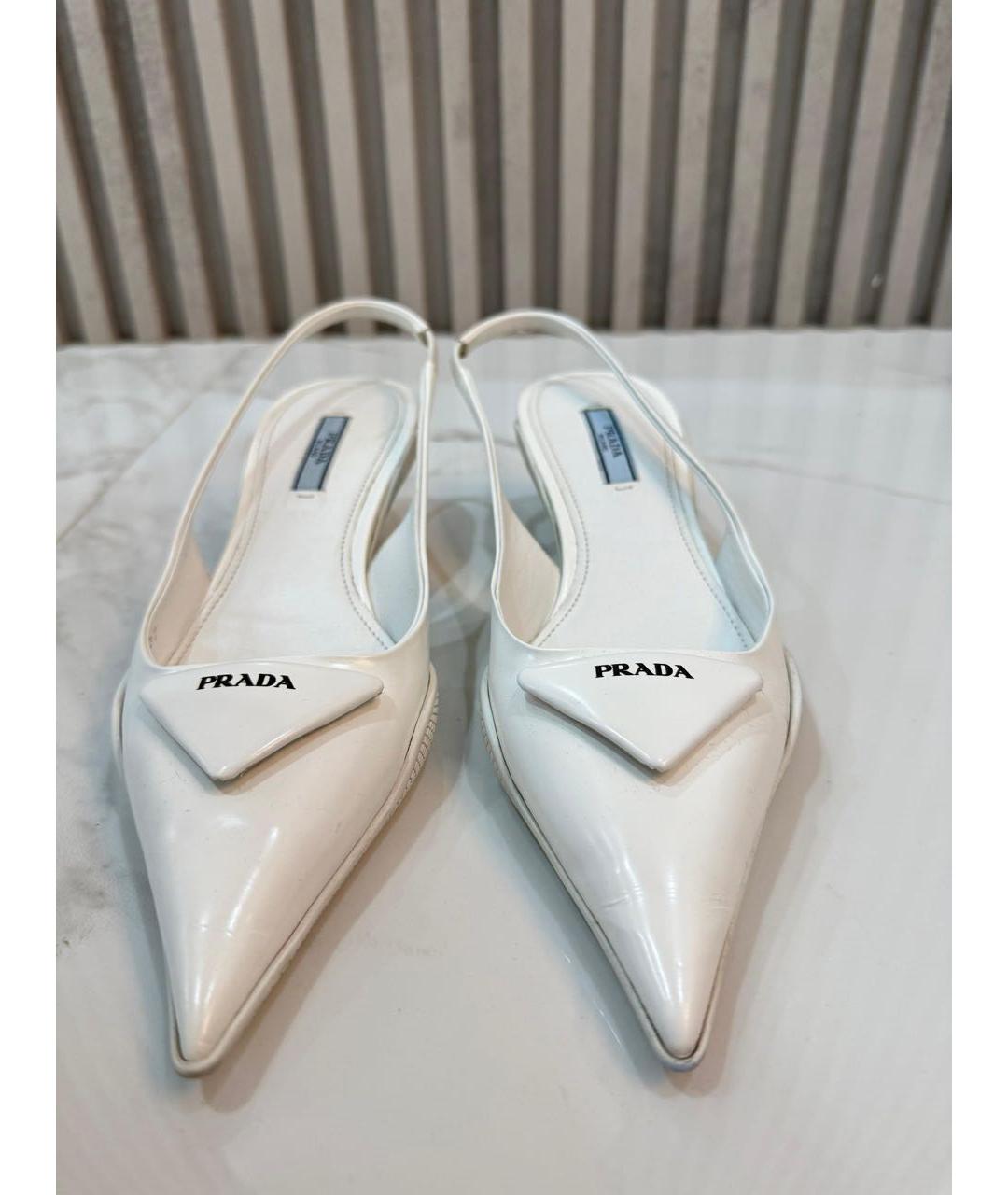 PRADA Белые кожаные мюли, фото 6