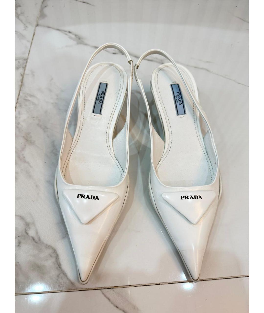 PRADA Белые кожаные мюли, фото 2