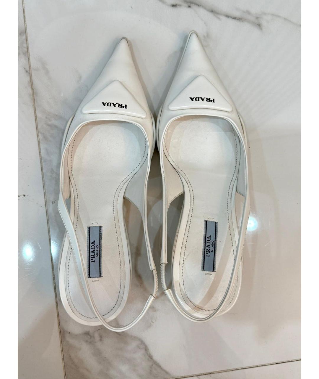 PRADA Белые кожаные мюли, фото 4