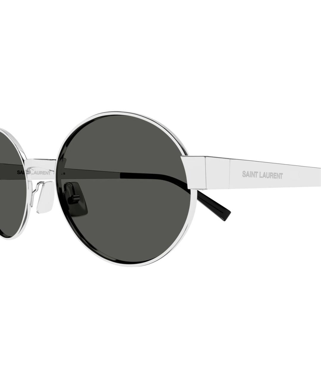 SAINT LAURENT Серебряные металлические солнцезащитные очки, фото 3
