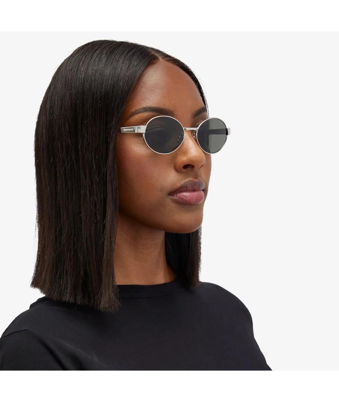 SAINT LAURENT Серебряные металлические солнцезащитные очки, фото 5