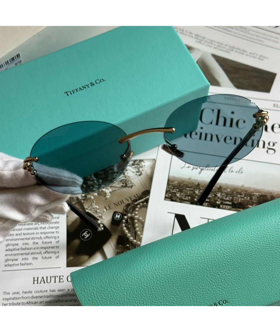 TIFFANY&CO Голубые металлические солнцезащитные очки, фото 4