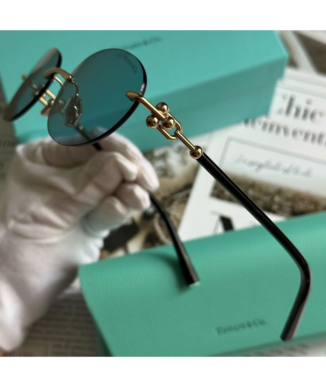 TIFFANY&CO Голубые металлические солнцезащитные очки, фото 3