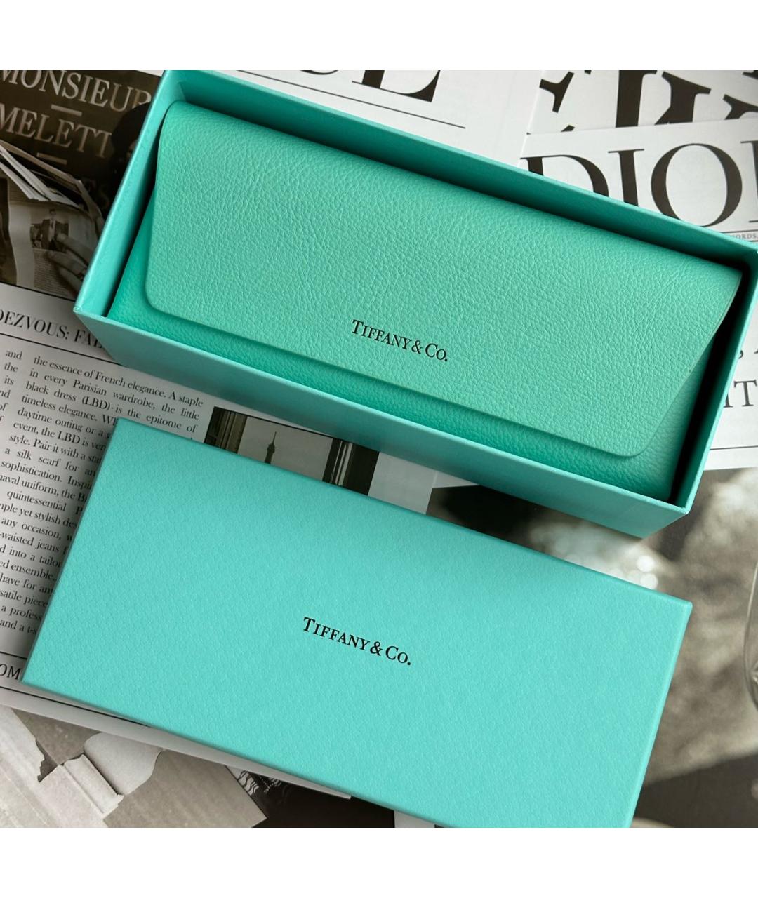 TIFFANY&CO Голубые металлические солнцезащитные очки, фото 6
