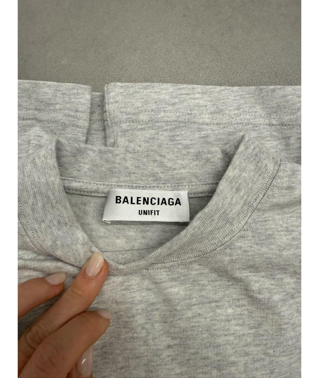 BALENCIAGA Серая хлопковая футболка, фото 8