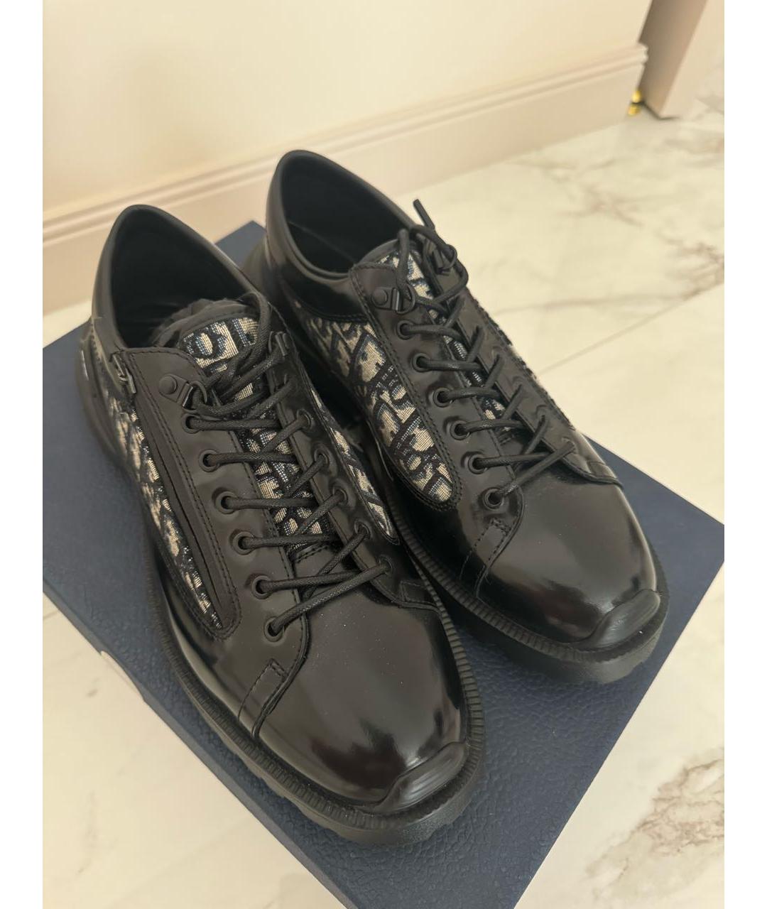 CHRISTIAN DIOR Черные кожаные низкие ботинки, фото 4