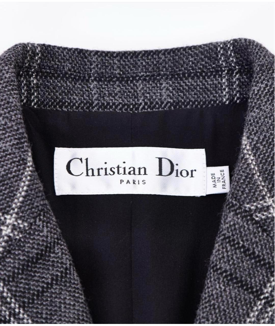 CHRISTIAN DIOR Антрацитовый шерстяной жакет/пиджак, фото 4