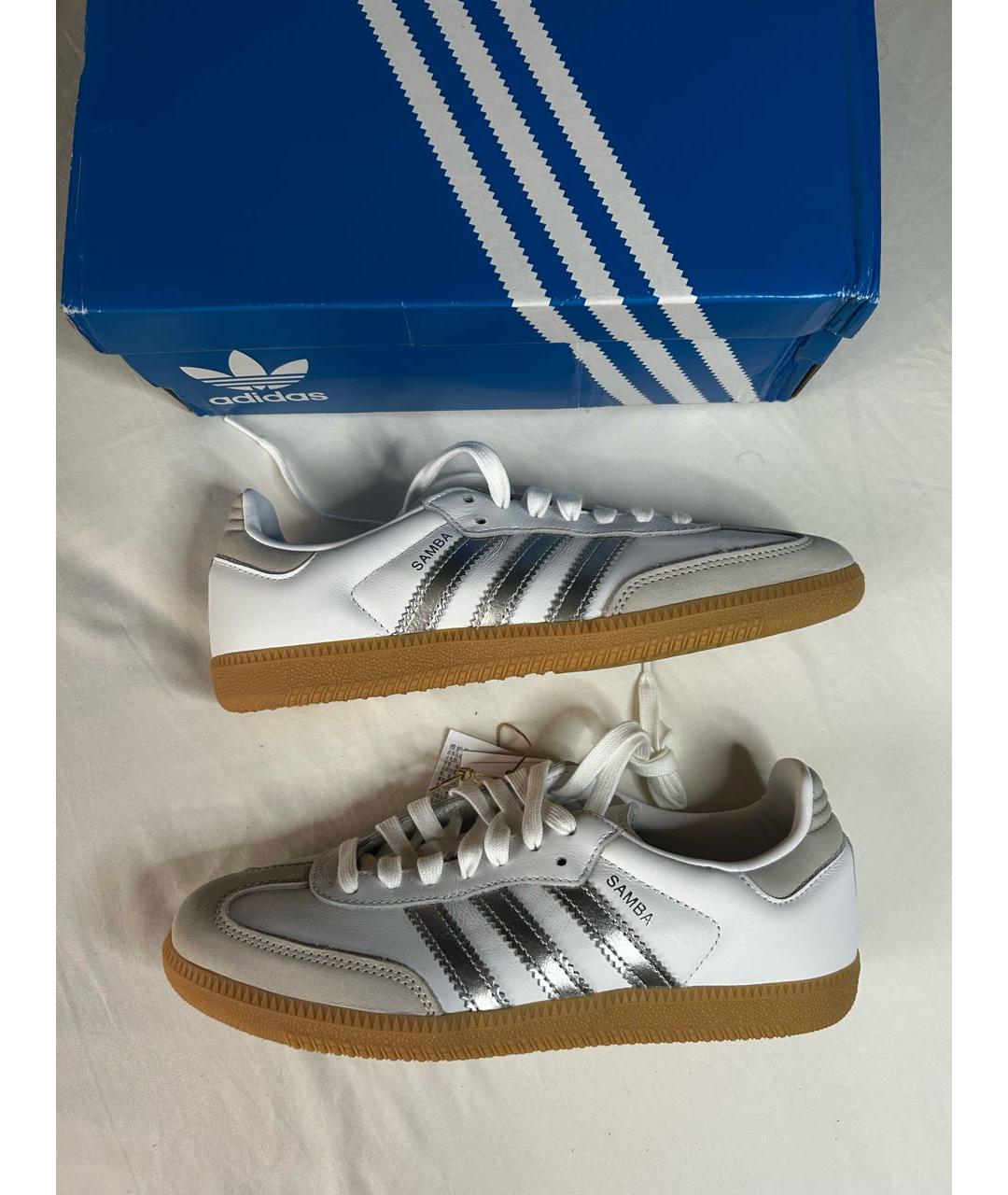 ADIDAS Белые кожаные кроссовки, фото 4