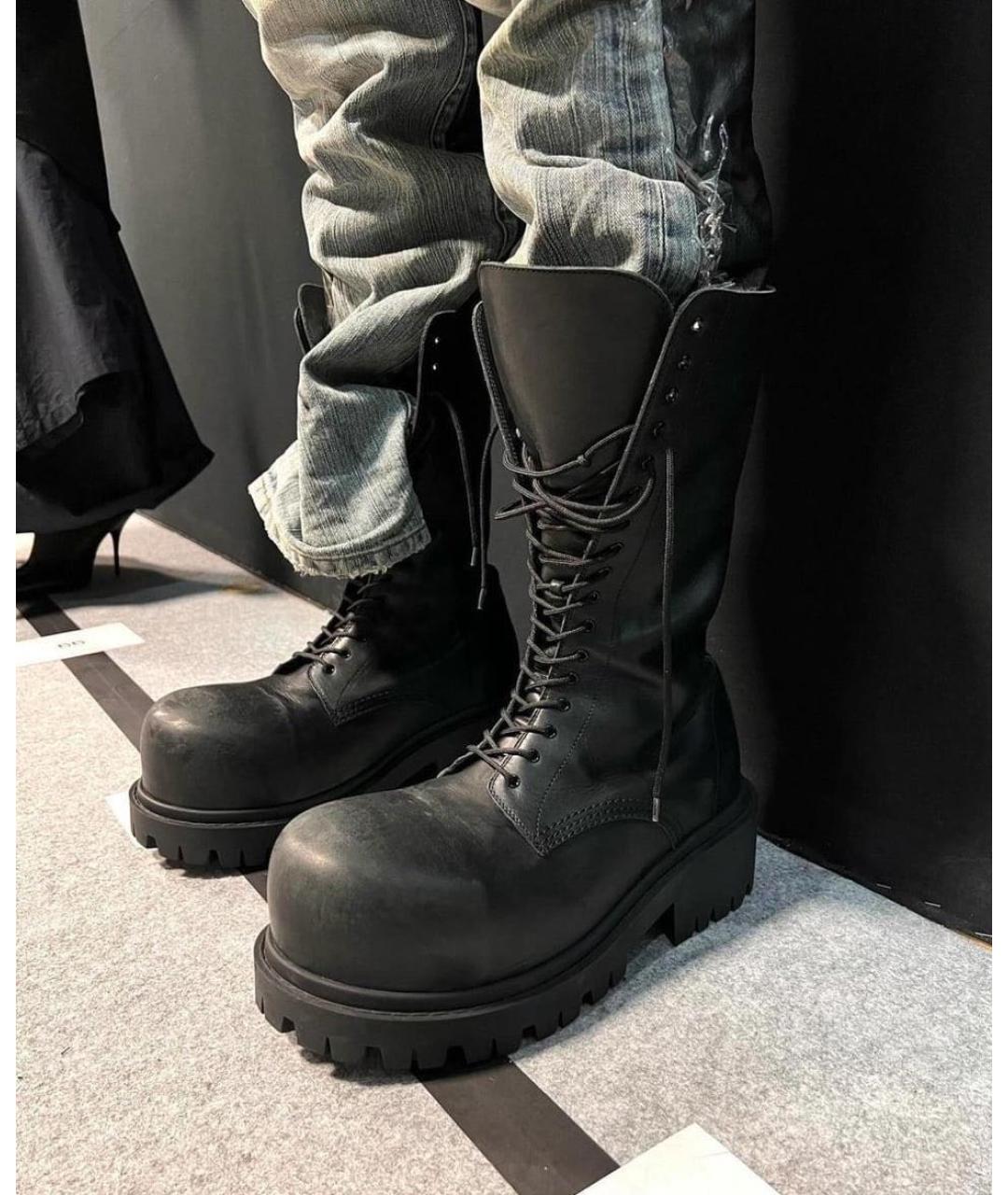 BALENCIAGA Черные кожаные ботинки, фото 8