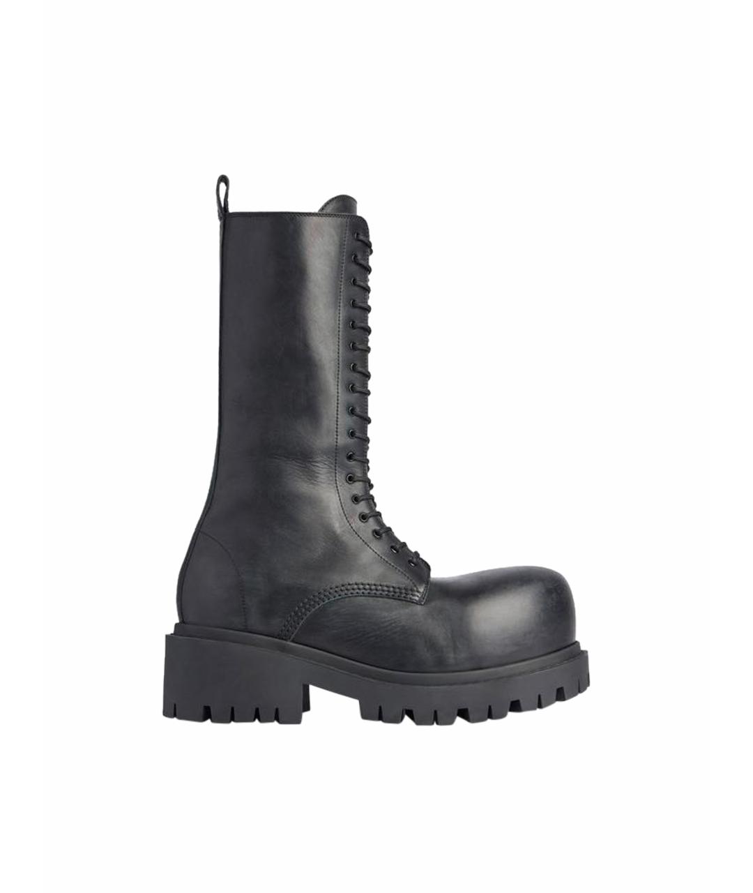 BALENCIAGA Черные кожаные ботинки, фото 1