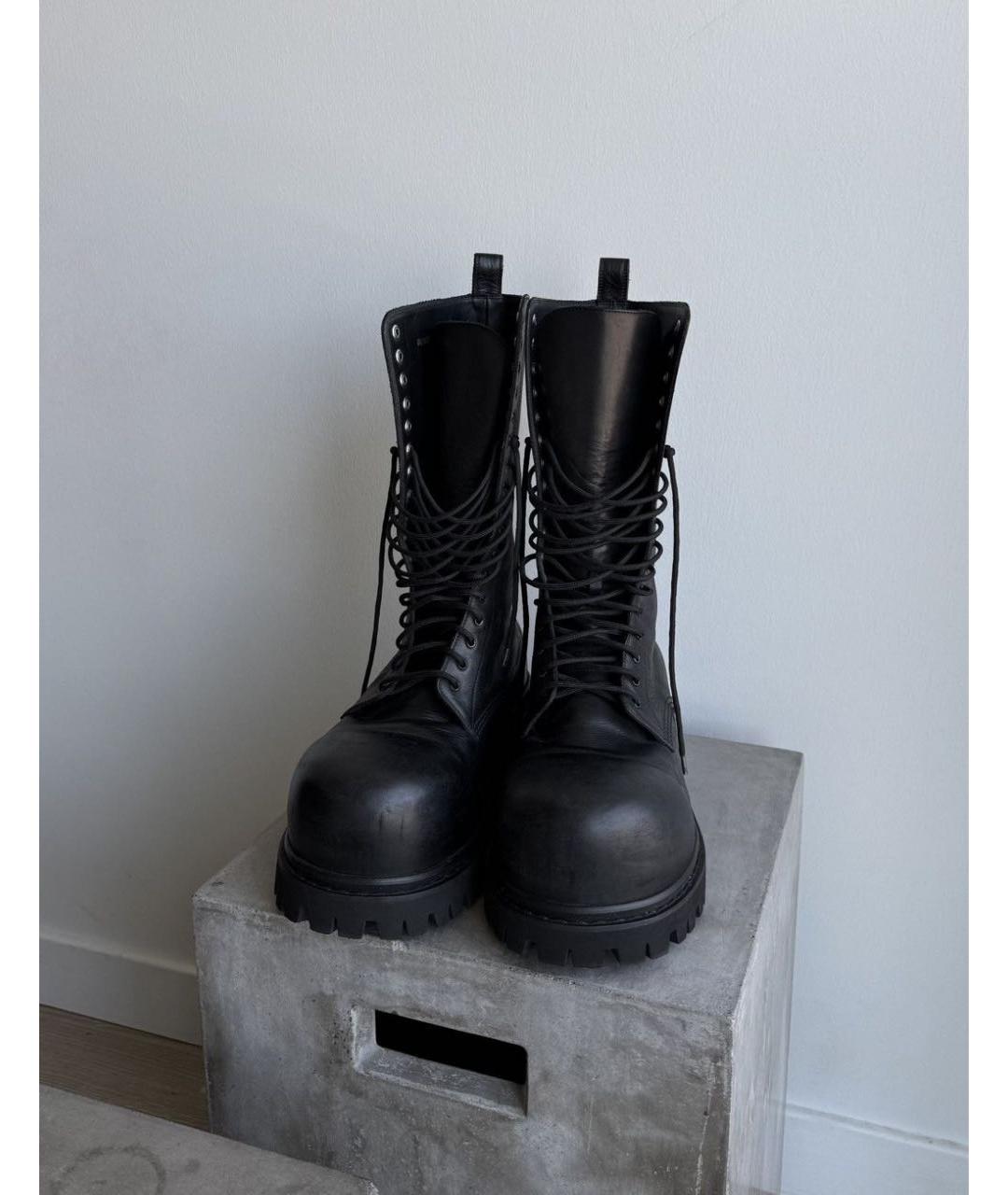 BALENCIAGA Черные кожаные ботинки, фото 3
