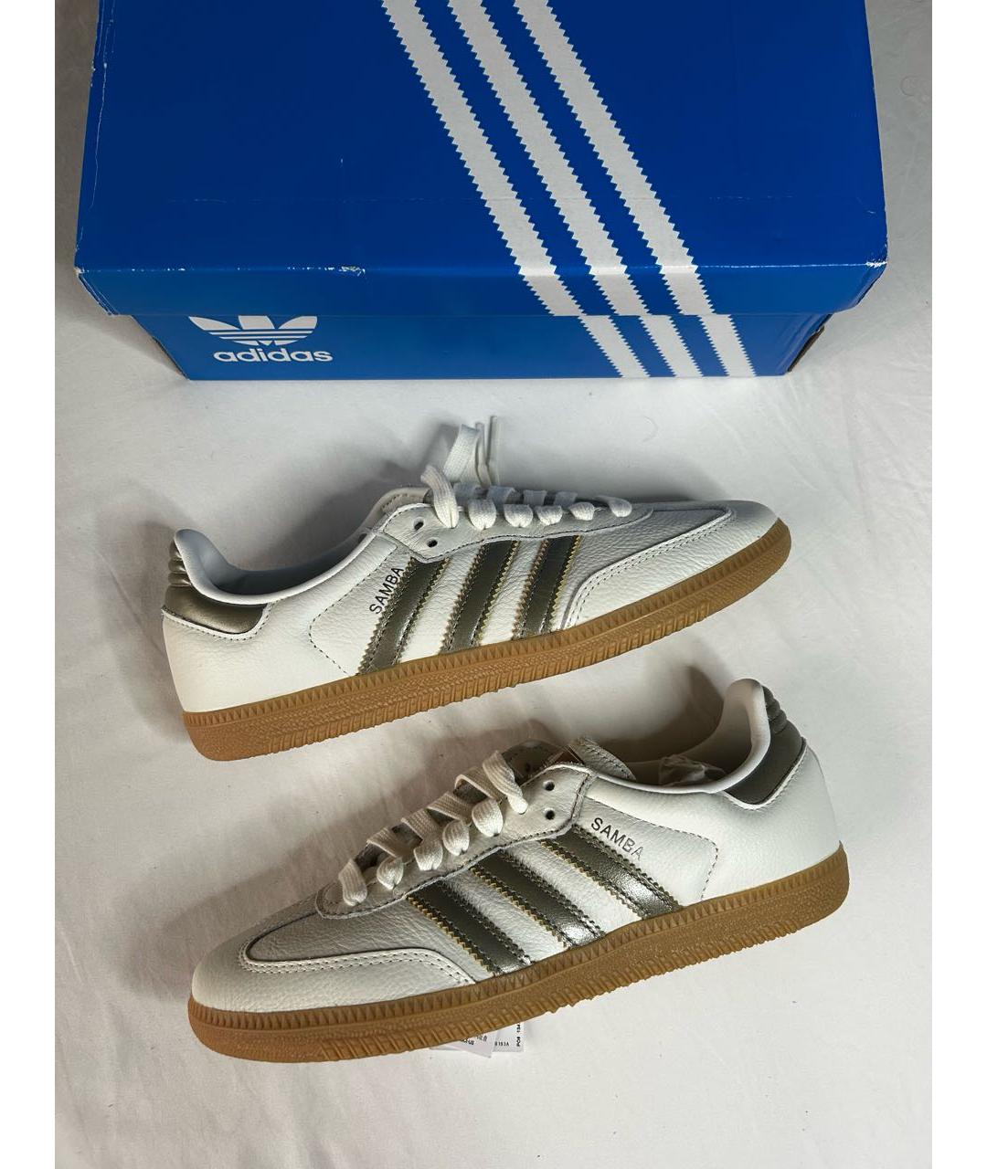 ADIDAS Белые кожаные кроссовки, фото 4