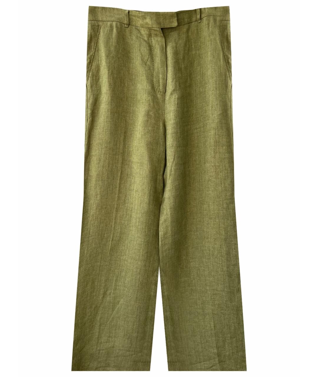 MAX MARA STUDIO Хаки льняные брюки широкие, фото 1