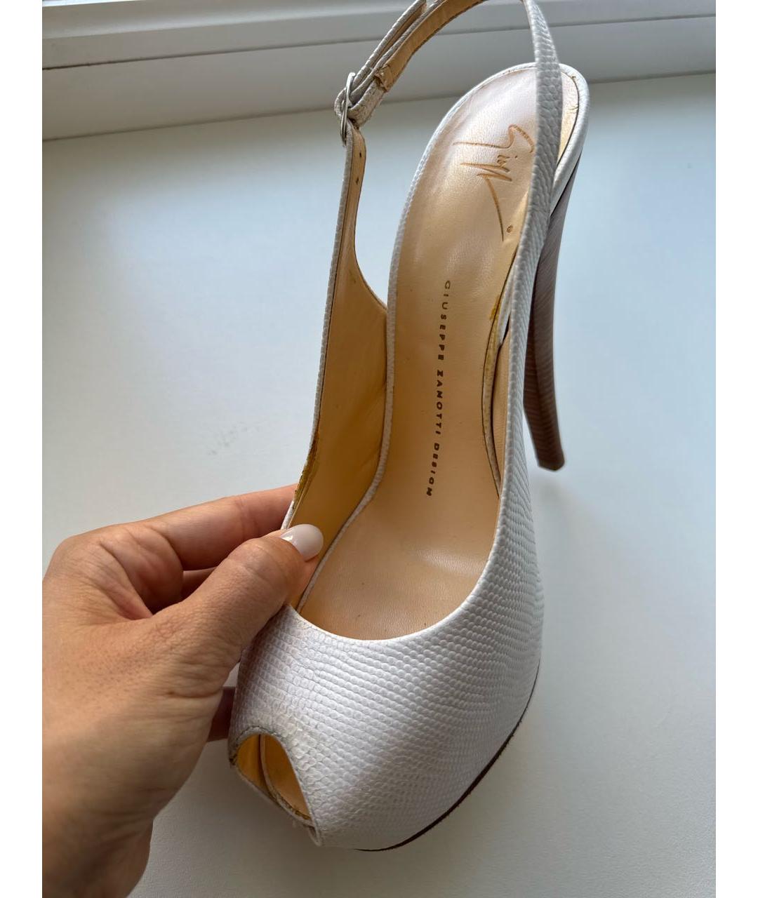 GIUSEPPE ZANOTTI DESIGN Белые кожаные босоножки, фото 5