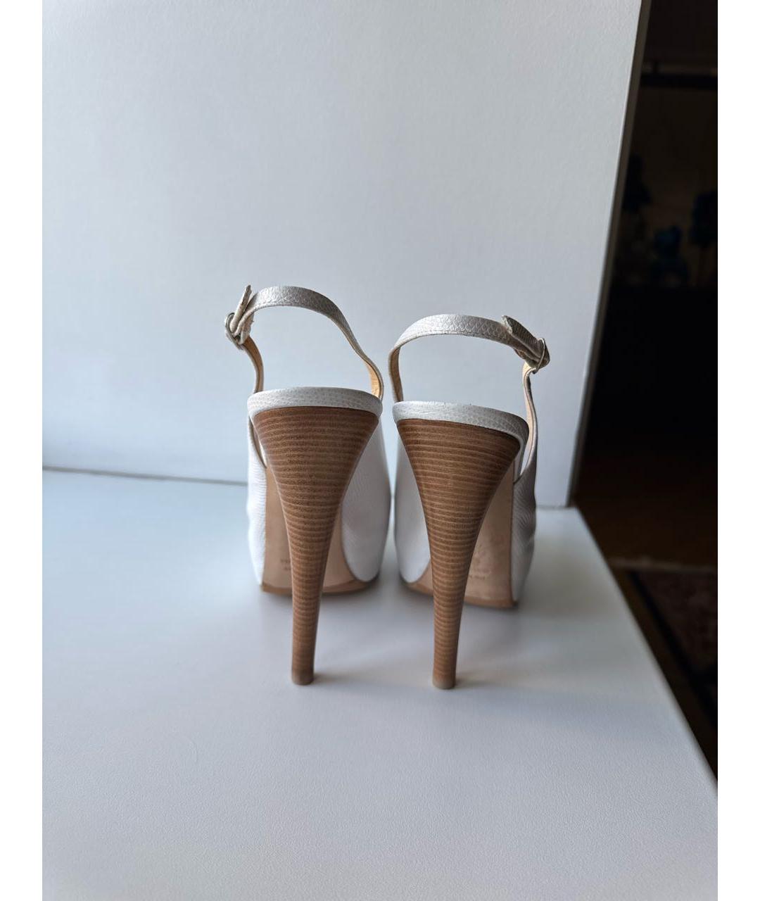 GIUSEPPE ZANOTTI DESIGN Белые кожаные босоножки, фото 4