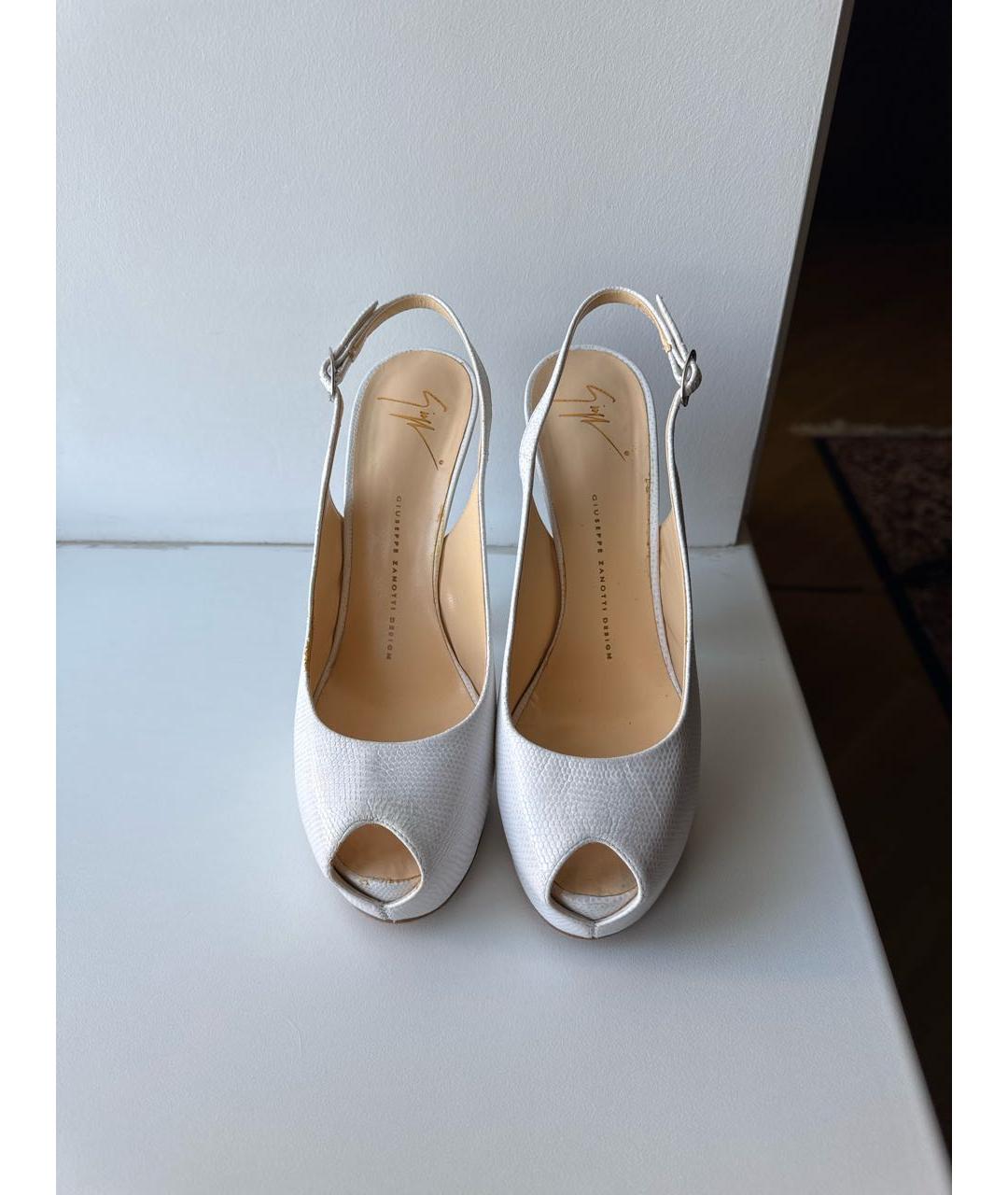 GIUSEPPE ZANOTTI DESIGN Белые кожаные босоножки, фото 2