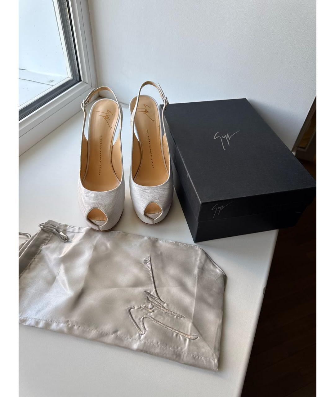 GIUSEPPE ZANOTTI DESIGN Белые кожаные босоножки, фото 8