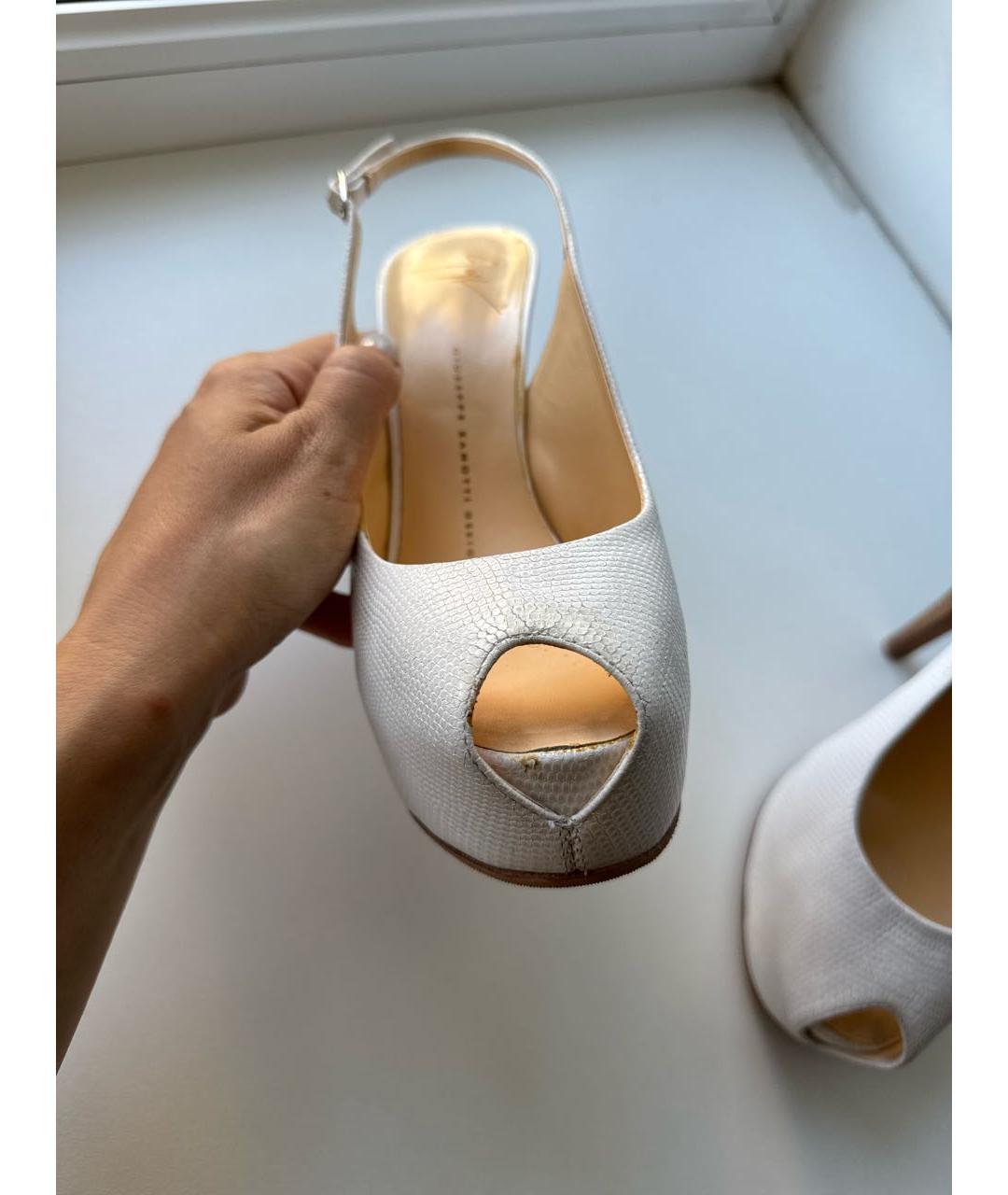 GIUSEPPE ZANOTTI DESIGN Белые кожаные босоножки, фото 7