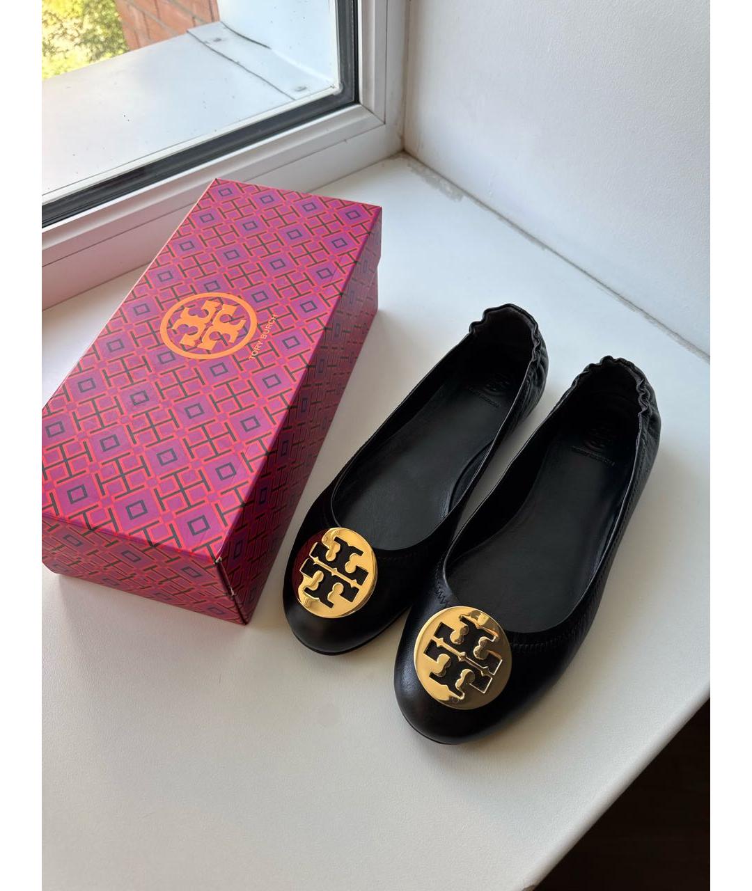 TORY BURCH Черные кожаные балетки, фото 6