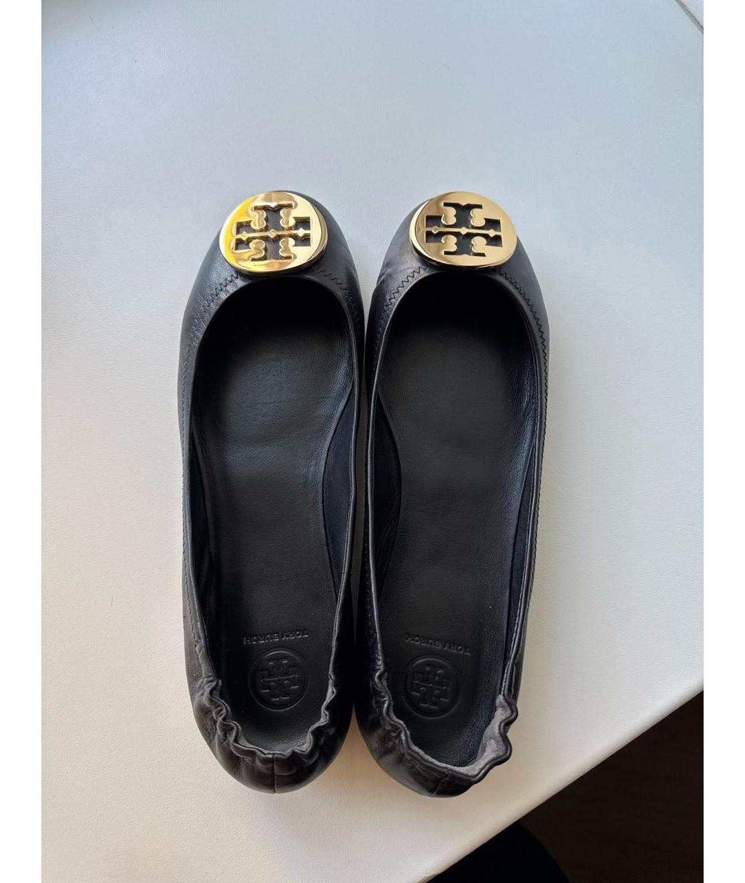 TORY BURCH Черные кожаные балетки, фото 3