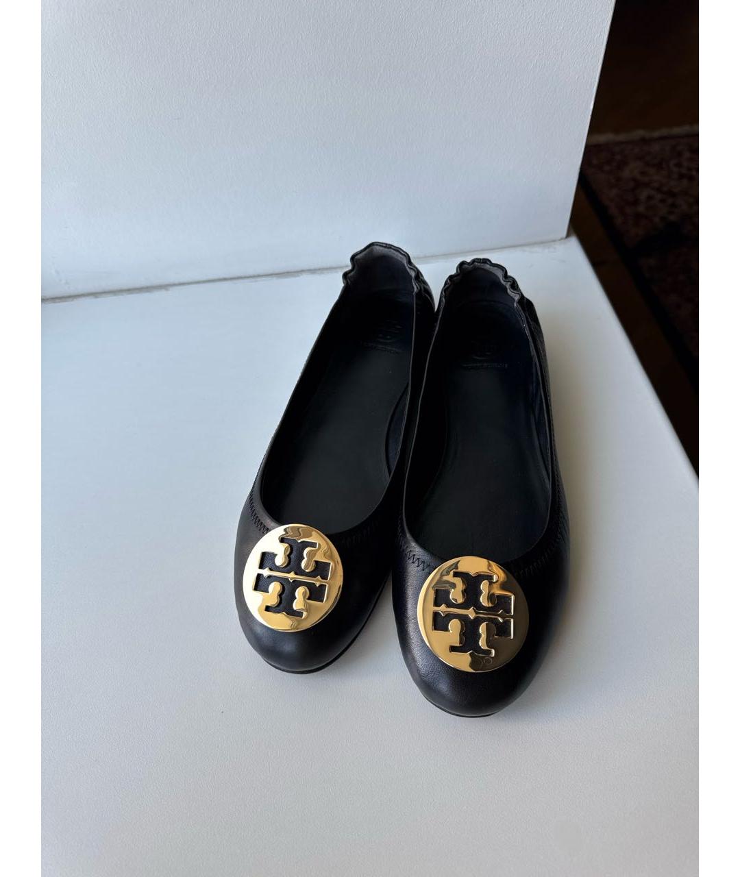 TORY BURCH Черные кожаные балетки, фото 2