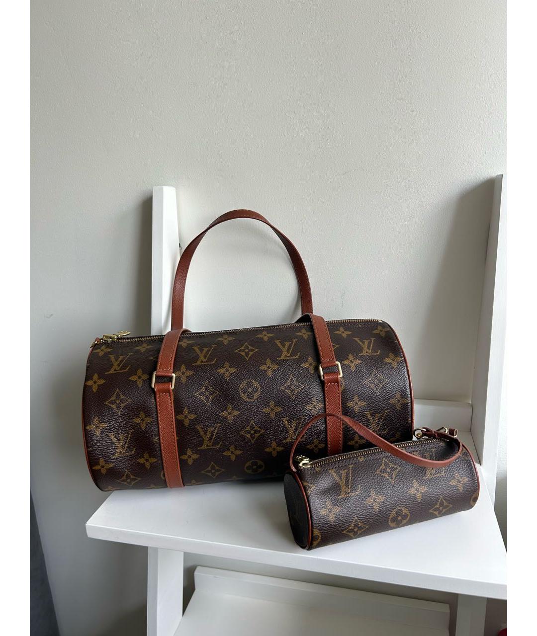 LOUIS VUITTON Коричневая кожаная сумка через плечо, фото 9