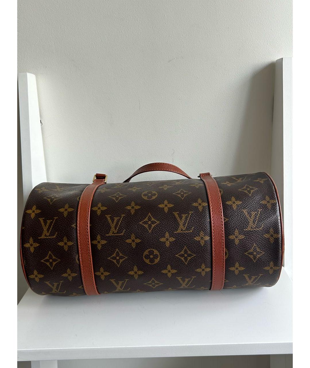 LOUIS VUITTON Коричневая кожаная сумка через плечо, фото 7