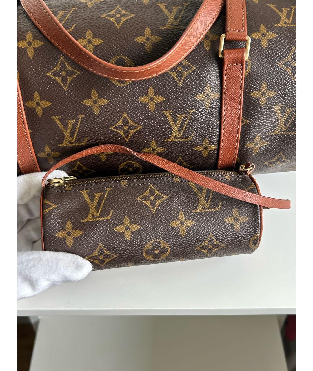 LOUIS VUITTON Коричневая кожаная сумка через плечо, фото 8
