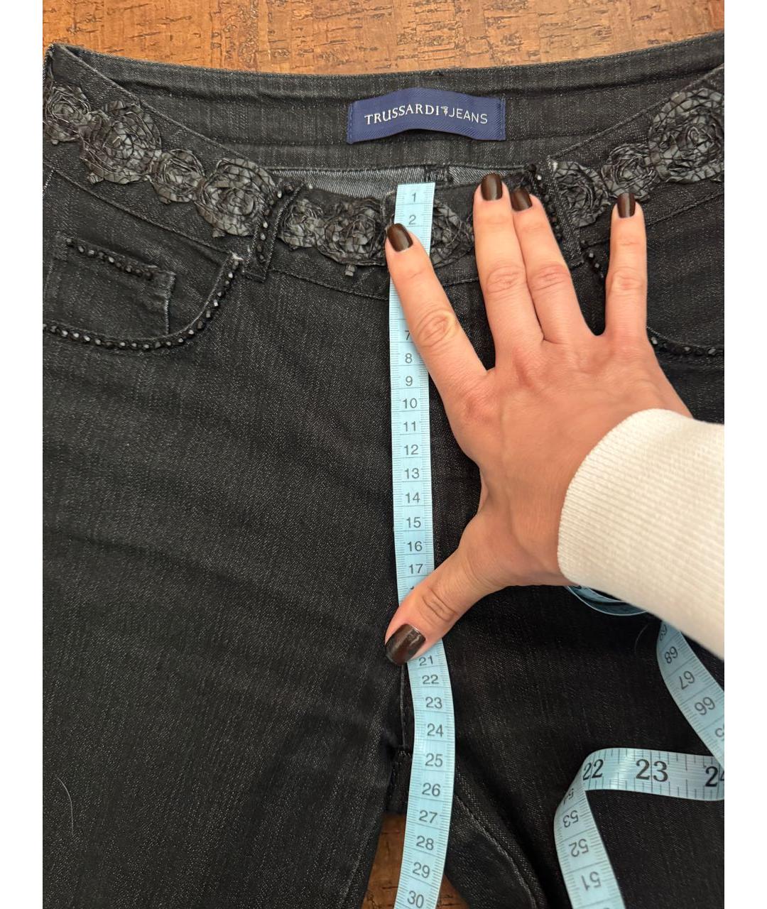 TRUSSARDI JEANS Черные хлопко-эластановые джинсы слим, фото 6