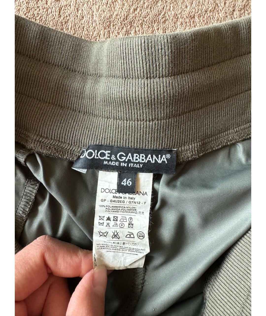 DOLCE&GABBANA Хаки полиамидовые повседневные брюки, фото 6