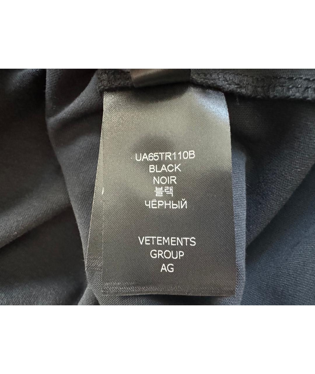 VETEMENTS Черная хлопковая футболка, фото 7