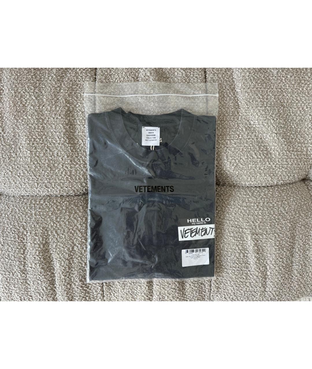 VETEMENTS Черная хлопковая футболка, фото 5