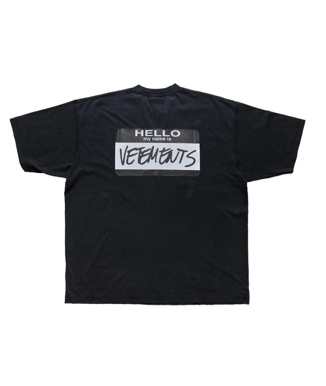 VETEMENTS Черная хлопковая футболка, фото 2